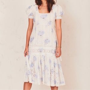Loveshackfancy Reggie Dress in Morning Mist, Size 4